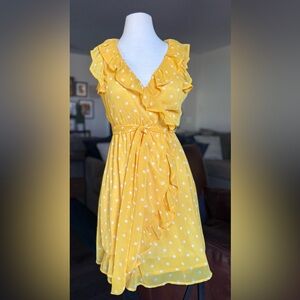 Forever 21 Yellow Asymmetrical Polka Dot Dress